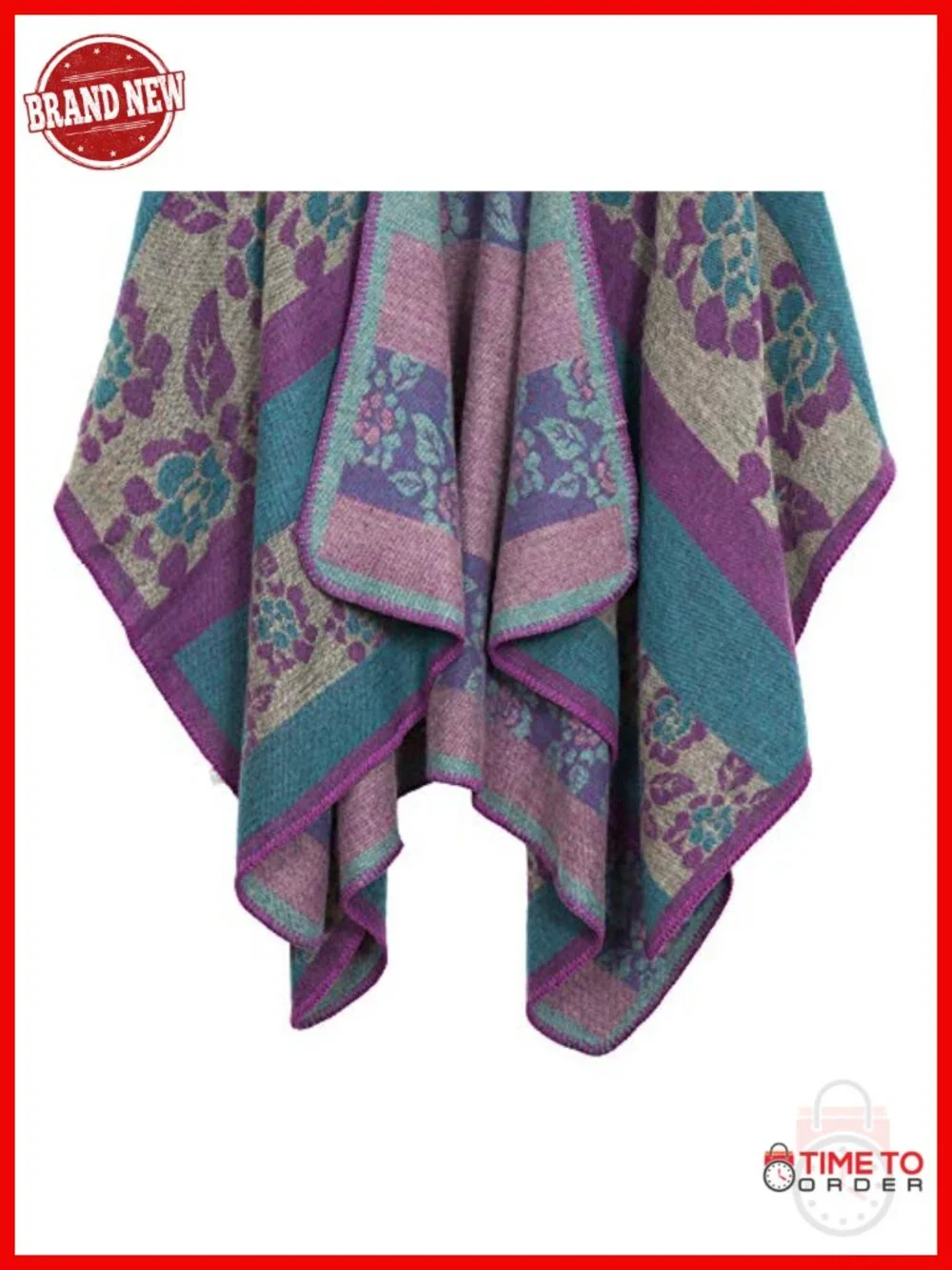 Color Block Shawl Wrap Open Front Poncho Cape - Knit Sleeveless